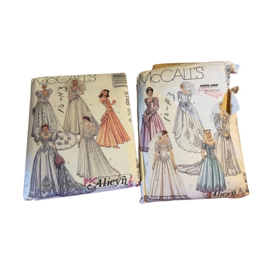 Vtg Mccalls Bride & Bridesmaid dress patterns set of 2